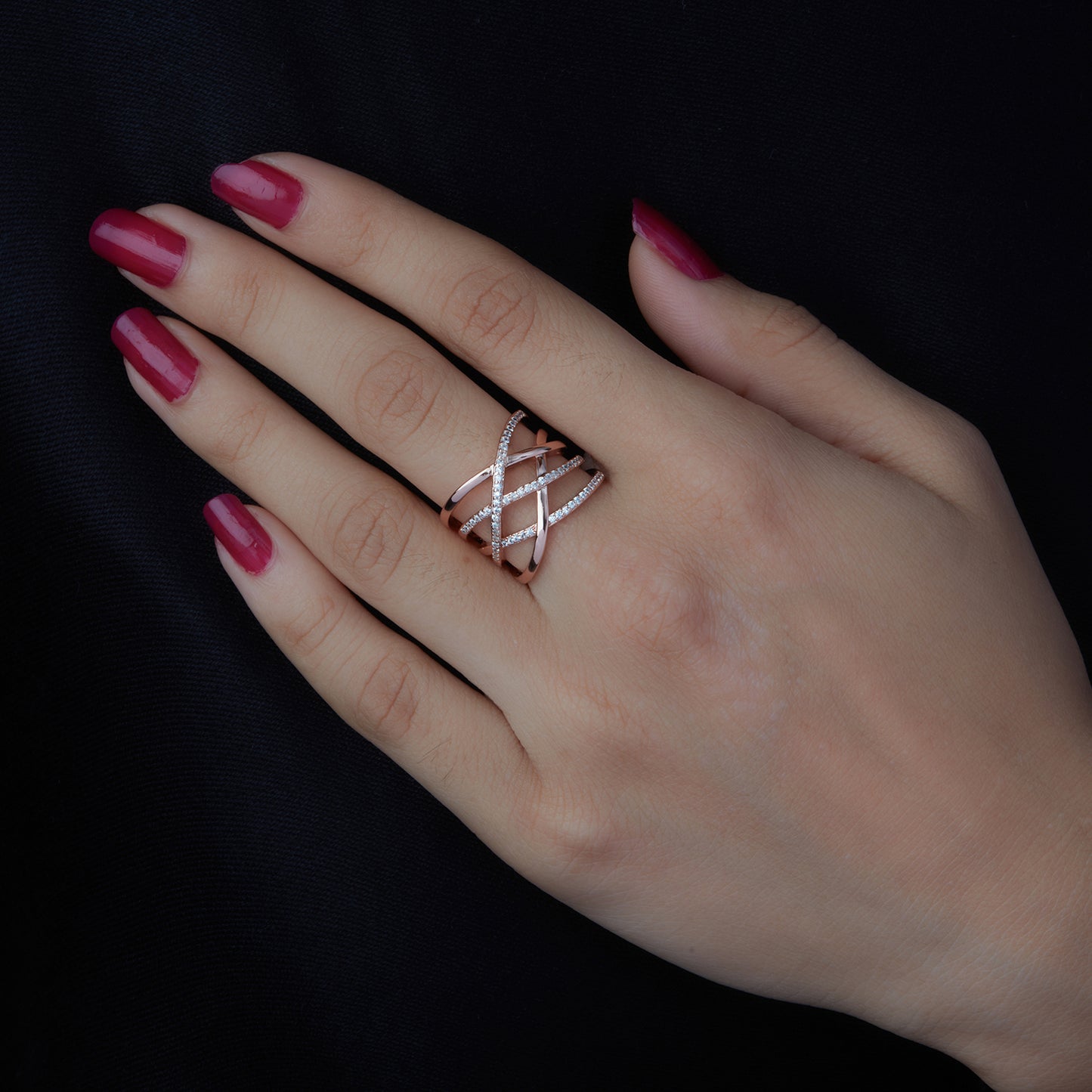McAllistter – Rose Gold Zig Zag Cocktail Ring