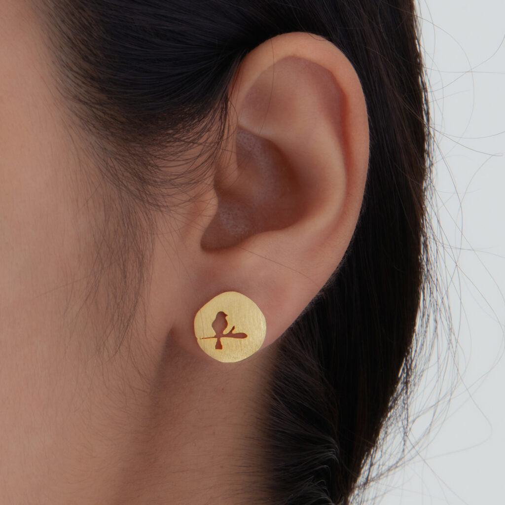 McAllistter – 18K Gold-Polished Bird Stud Earrings.