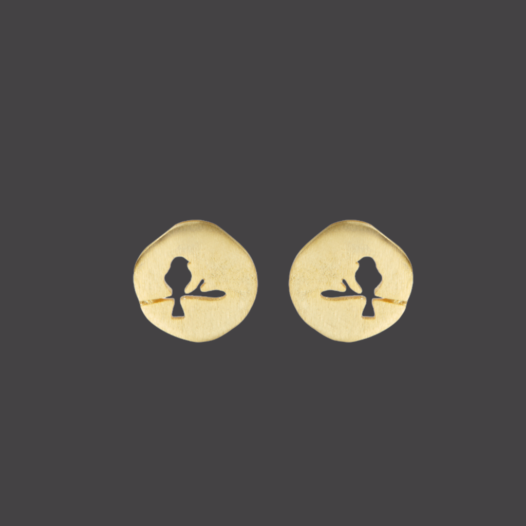 McAllistter – 18K Gold-Polished Bird Stud Earrings.