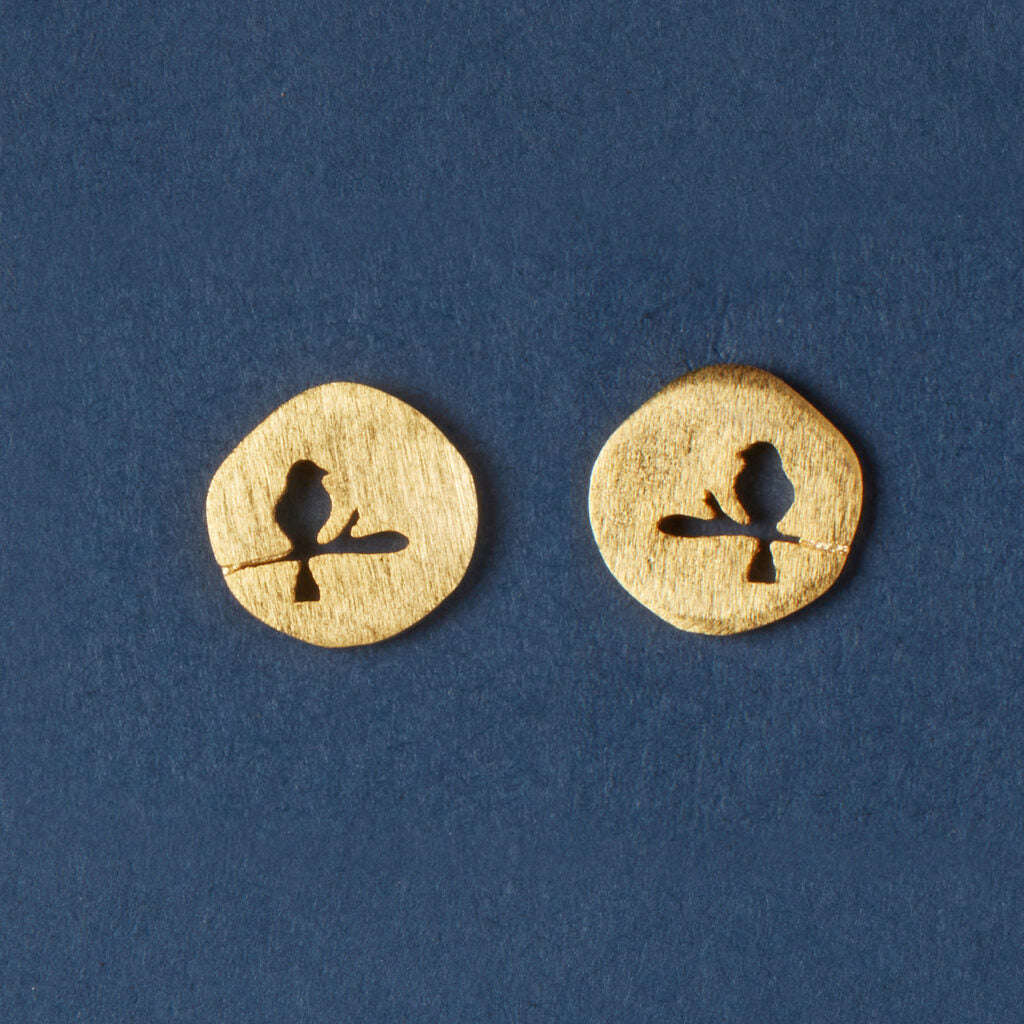 McAllistter – 18K Gold-Polished Bird Stud Earrings.