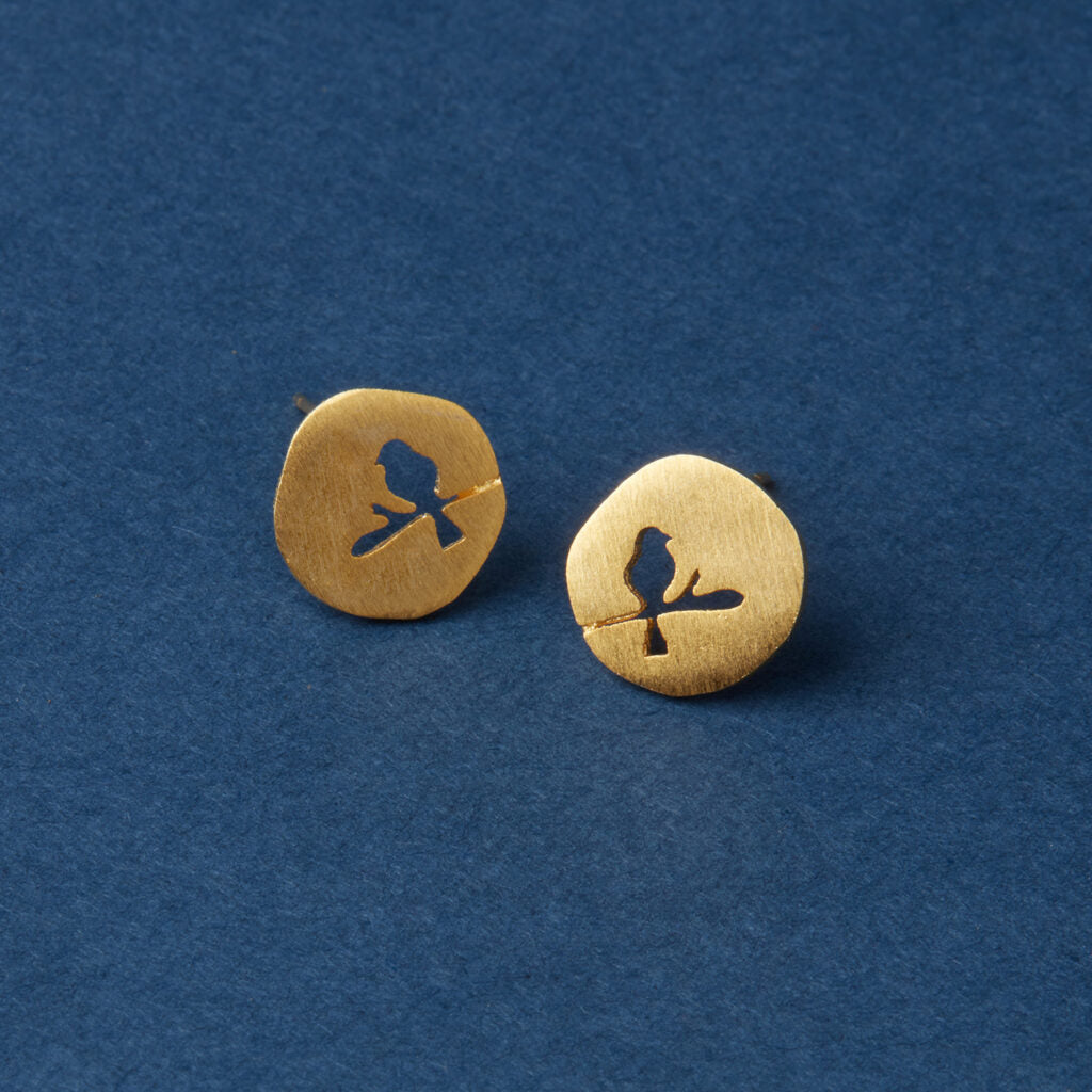 McAllistter – 18K Gold-Polished Bird Stud Earrings.