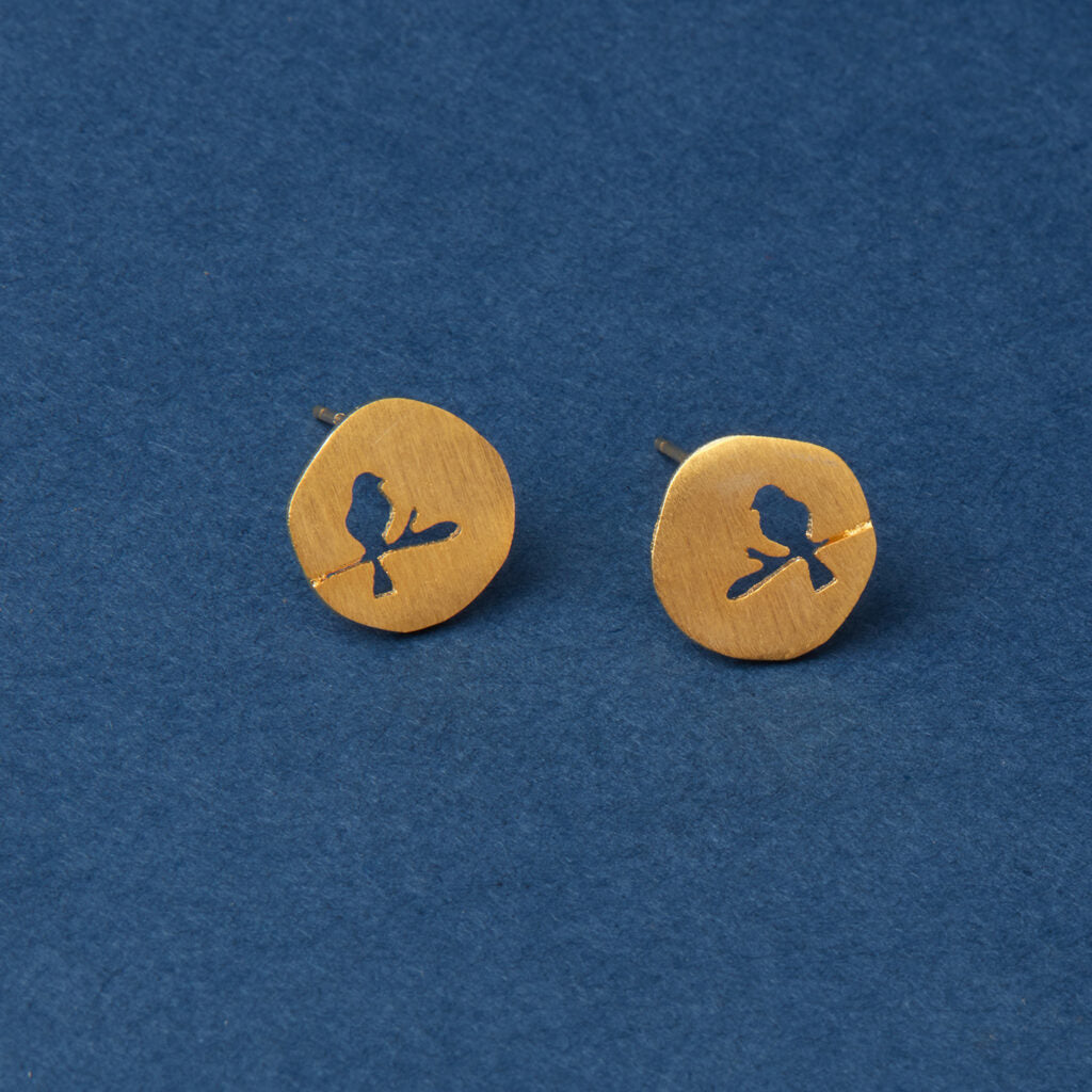 McAllistter – 18K Gold-Polished Bird Stud Earrings.