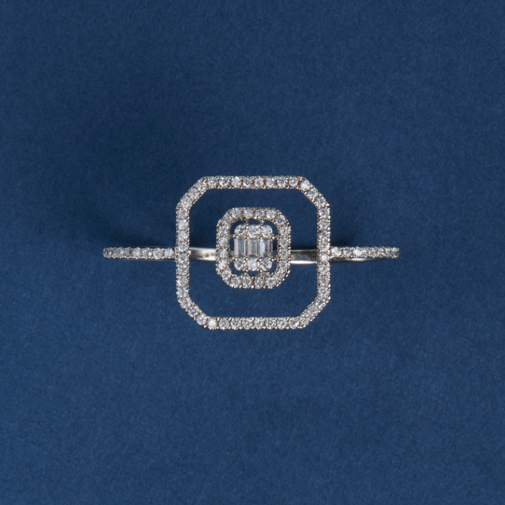 McAllistter- Double Finger Square Cocktail Ring.