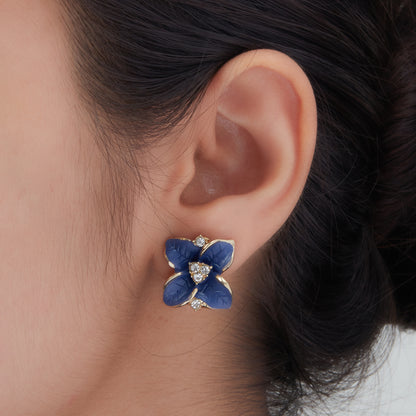 McAllistter – Blue Flower American Diamond Earrings.