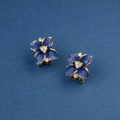 McAllistter – Blue Flower American Diamond Earrings.